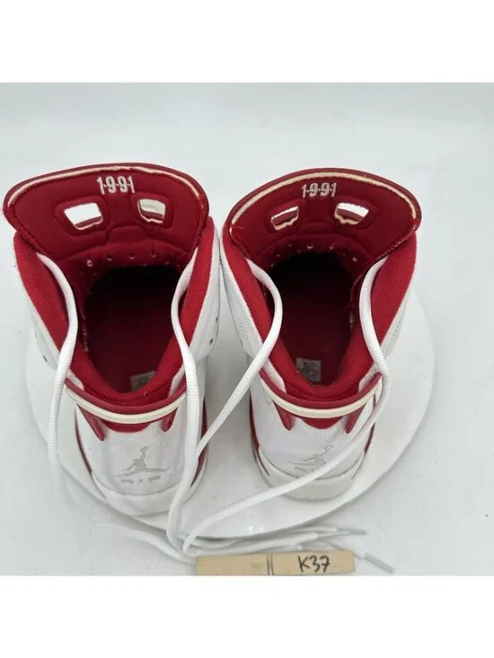 Nike Air Jordan 6 Retro Men Size 7.5 384664-113 White Gym Red Grey Shoes - Picture 5 of 11